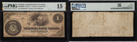 CANADA--CHARTERED BANKS. Colonial Bank of Canada. 1 Dollar, 4.4.1859. CH #130-10-04-02. PMG Choice Fine 15.