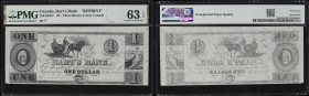 CANADA--CHARTERED BANKS. Lot of (2). Hart's Bank. 1 & 3 Dollars, ND. CH #350-12-02N & CH #350-12-04a. Reprints. PMG Very Fine 25 to Choice Uncirculate...