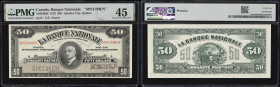 CANADA--CHARTERED BANKS. Banque Nationale. 50 Dollars, 2.11.1922. CH #510-22-08S. Specimen. PMG Choice Extremely Fine 45.