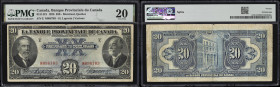 CANADA--CHARTERED BANKS. Banque Provinciale du Canada. 20 Dollars, 1928. CH #615-14-18. PMG Very Fine 20.
