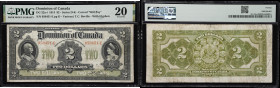 CANADA--DOMINION OF CANADA. Dominion of Canada. 2 Dollars, 2.1.1914. DC-22a-i. PMG Very Fine 20.