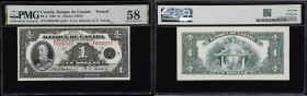 CANADA--BANK OF CANADA. Banque du Canada. 1 Dollar, 1935. BC-2. French Text. PMG Choice About Uncirculated 58.