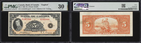 CANADA--BANK OF CANADA. Bank of Canada. 5 Dollars, 1935. BC-5. English Text. PMG Very Fine 30.
