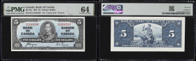 CANADA--BANK OF CANADA. Bank of Canada. 5 Dollars, 2.1.1937. BC-23c. PMG Choice Uncirculated 64.