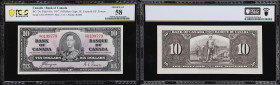 CANADA--BANK OF CANADA. Lot of (2). Bank of Canada. 10 Dollars, 2.1.1937. BC-24c. PCGS Banknote Choice About Uncirculated 58.
