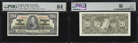 CANADA--BANK OF CANADA. Bank of Canada. 20 Dollars, 2.1.1937. BC-25b. PMG Choice Uncirculated 64.