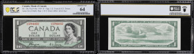 CANADA--BANK OF CANADA. Bank of Canada. 1 Dollar, 1954. BC-29a. Devil's face. PCGS Banknote Choice Uncirculated 64.
