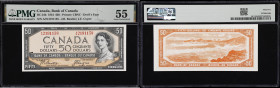 CANADA--BANK OF CANADA. Bank of Canada. 50 Dollars, 1954. BC-34b. Devil's Face. PMG About Uncirculated 55.