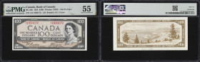 CANADA--BANK OF CANADA. Bank of Canada. 100 Dollars, 1954. BC-35b. Devil's Face. PMG About Uncirculated 55.
