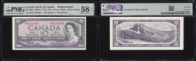 CANADA--BANK OF CANADA. Lot of (2). Bank of Canada. 10 Dollars, 1954. BC-40bA. Consecutive Replacements. PMG Choice About Uncirculated 58 EPQ.