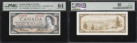 CANADA--BANK OF CANADA. Lot of (2). Bank of Canada. 100 Dollars, 1954. BC-43a. PMG Choice Uncirculated 64.