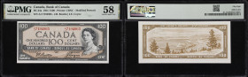 CANADA--BANK OF CANADA. Bank of Canada. 100 Dollars, 1954. BC-43a. PMG Choice About Uncirculated 58.