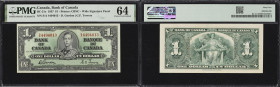 CANADA--BANK OF CANADA. Lot of (3). Bank of Canada. 1, 10 & 50 Dollars, 1937. BC-21c, BC-24b & BC-26b. PMG Extremely Fine 40 to Choice Uncirculated 64...