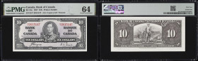 CANADA--BANK OF CANADA. Lot of (2). Bank of Canada. 10 Dollars, 2.1.1937. BC-24b & BC-24c. PMG Choice Uncirculated 64.