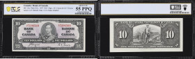CANADA--BANK OF CANADA. Lot of (2). Bank of Canada. 10 Dollars, 1937-54. BC-24c & BC-32b. PCGS Banknote About Uncirculated 53 & 55 PPQ.