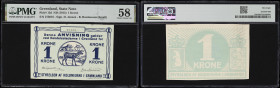 GREENLAND. Styrelsen af Kolonierne i Gronland. 1 Krone, ND (1913). P-13d. PMG Choice About Uncirculated 58.