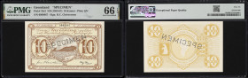 GREENLAND. Kongelige Gronlandske Handel. 10 Kroner, ND (1953-67). P-19s2. Specimen. PMG Gem Uncirculated 66 EPQ.