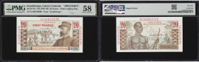 GUADELOUPE. Caisse Centrale de la France d'Outre-Mer. 20 Francs, ND (1947-49). P-33s. Specimen. PMG Choice About Uncirculated 58.