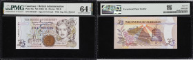 GUERNSEY. Lot of (3). States Treasurer of The States of Guernsey. 5, 10, & 50 Pounds, ND (1994-96). P-56c, 57d & 59. PMG Choice Uncirculated 64 EPQ to...
