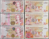 GUERNSEY. Lot of (3). States Treasurer of The States of Guernsey. 20 Pounds, 2018 & ND (1996-2023). P-58c, 58d, & 63. Uncirculated.