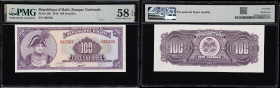 HAITI. Banque Nationale de la Republique d'Haiti. 100 Gourdes, 12.4.1919. P-205. PMG Choice About Uncirculated 58 EPQ.