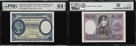 HONG KONG (SAR). Hong Kong & Shanghai Banking Corporation. 1 Dollar, 1.6.1935. P-172c. KNB59c. PMG Choice Uncirculated 64 EPQ.