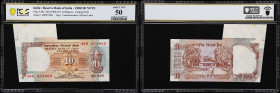 INDIA. Reserve Bank of India. 10 Rupees, ND (1992-97). P-88a. Cutting Error. PCGS Banknote About Uncirculated 50.
