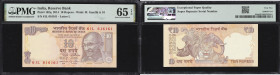 INDIA. Lot of (4). Reserve Bank of India. 10 Rupees, 2009-14. P-95aa, 95q, 102q, & 102r. Repeater Serial Numbers. PMG Gem Uncirculated 65 EPQ & Gem Un...