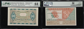 INDONESIA. Bank Indonesia. 500 Rupiah, 1952. P-47*. Replacement. PMG Choice Uncirculated 64.