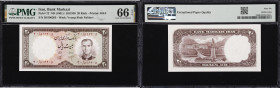 IRAN. Lot of (2). Bank Melli Iran & Bank Markazi Iran. 20 Rials, ND (1948-61). P-48 & 72. PMG Gem Uncirculated 66 EPQ.