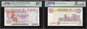 IRELAND, NORTHERN. Bank of Ireland. 100 Pounds, 1.3.2005. P-82a. BA141. PMG Superb Gem Uncirculated 67 EPQ.