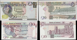 IRELAND, NORTHERN. Lot of (2). Bank of Ireland. 10 & 20 Pounds, 1992 & 2008. P-71b & 85a. Uncirculated.