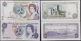 ISLE OF MAN. Lot of (2). Isle of Man Government. 1 & 5 Pounds, ND (1972-2015). P-29d & 48a. Uncirculated.