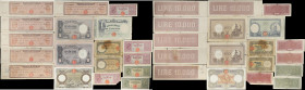 ITALY. Lot of (18). Banca d'Italia. 50, 100 & 10,000 Lire, 1896-1950. P-38a, 39f, 54b, 55a, 74, 75a, 87a & 87b. Good to Very Fine.