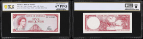 JAMAICA. Bank of Jamaica. 5 Pounds, 1960. P-49. PCGS Banknote Superb Gem Uncirculated 67 PPQ.