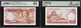 JERSEY. Treasury of The States of Jersey. 20 Pounds, ND (1976-88). P-14a. Low Serial Number. PMG Choice Uncirculated 63.