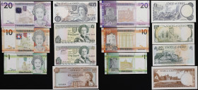 JERSEY. Lot of (7). Treasury of The States of Jersey. 10 Shillings & 1, 10 & 20 Pounds, ND (1963-2018) & 2004. P-7a, 11a, 26b, 31, 32b, 34a & 35a. Ext...