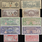 KOREA, SOUTH. Lot of (5). Bank of Korea. 5, 10, 100, & 1000 Won, 1952-65. P-10a, 12, 13, 14 & 33e. Very Fine.