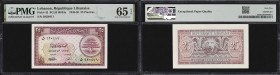 LEBANON. Lot of (2). Republique Libanaise. 25 Piastres, 1948-50. P-42. PCLB 80/84a. PMG Choice Uncirculated 64 & Gem Uncirculated 65 EPQ.