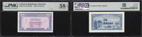 LEBANON. Republique Libanaise. 10 Piastres, 1950. P-47. PCLB 83a. PMG Choice About Uncirculated 58 EPQ.