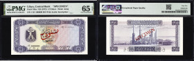 LIBYA. Central Bank of Libya. 1/2 Dinar, ND (1972). P-34bs. Specimen. PMG Gem Uncirculated 65 EPQ.