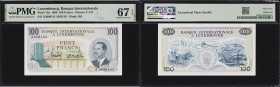 LUXEMBOURG. Lot of (2). Banque Internationale a Luxembourg. 100 Francs, 1968-81. P-14a & 14A. PMG Gem Uncirculated 66 EPQ to Superb Gem Uncirculated 6...