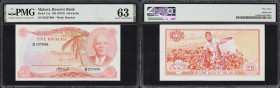 MALAWI. Reserve Bank of Malawi. 5 Kwacha, ND (1973). P-11a. PMG Choice Uncirculated 63.