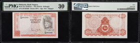 MALAYSIA. Bank Negara Malaysia. 10 Ringgit, ND (1976-81). P-15a. KNB15b. Gutter Fold Error. PMG Very Fine 30.