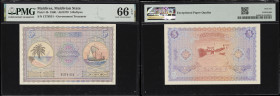 MALDIVES. Maldivian State. 5 Rufiyaa, 1960. P-4b. PMG Gem Uncirculated 66 EPQ.