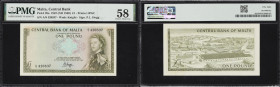 MALTA. Central Bank of Malta. 1 Pound, 1967 (ND 1969). P-29a. PMG Choice About Uncirculated 58.
