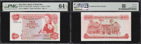 MAURITIUS. Lot of (2). Bank of Mauritius. 10 Rupees, ND (1967). P-31a. Consecutive. PMG Choice Uncirculated 64 EPQ.
