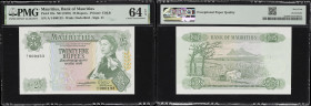 MAURITIUS. Bank of Mauritius. 25 Rupees, ND (1967). P-32a. PMG Choice Uncirculated 64 EPQ.