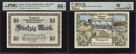MEMEL. Handelskammer des Memelgebiets. 50 Mark, 22.2.1922. P-7a. PMG Gem Uncirculated 66 EPQ.