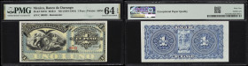 MEXICO. Banco de Durango. 1 Peso, ND (1891-1901). P-S272r. M331r. Remainder. PMG Choice Uncirculated 64 EPQ.